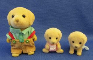 Vintage Calico Critters - Sylvanian Families 3 Piece Yellow Labrador Dog Family