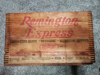 Vintage Remington Wooden Box Crate Ammo Box Express Extra Long Range 12 Ga