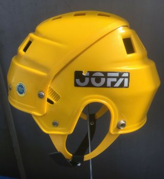 Yellow JOFA ishockey helmet 24651.  Vintage 70’s.  Senior size 3