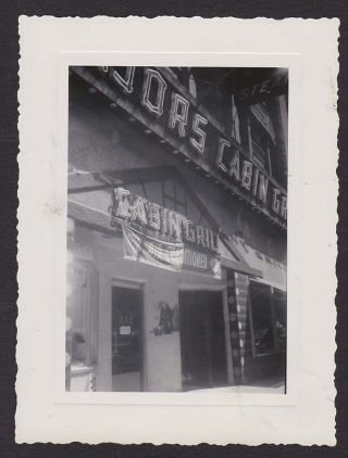 Cabin Grill Neon Sign Air Conditioned Old/vintage Photo Snapshot - F267