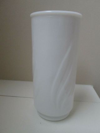 Vintage White Milk Glass Cylinder Vase With Raised Leaf Design