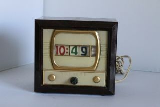 Vtg 1950 ' s Tymeter Tele - Vision Clock,  Electric Flip Number Numechron TV 2