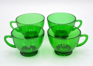 Set Of 4 Vintage Anchor Hocking - Glass Punch Cups - Forest Green