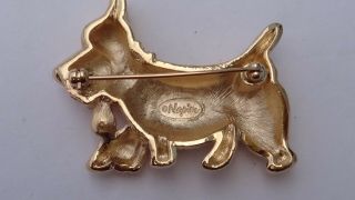 Vintage Napier Scottie Dog Brooch Pin Gold Toned 2