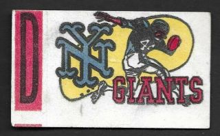 Vintage 1961 Topps Football Flocked Sticker York Giants Good With Tab