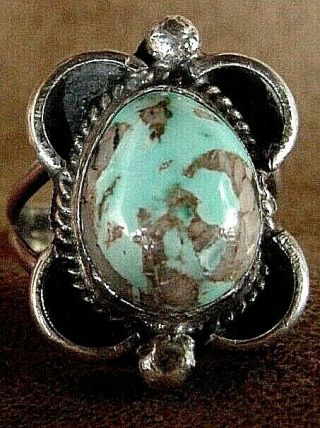Big Vintage Old Pawn Navajo Sterling Silver Rare Royston Turquoise Ring Sz10
