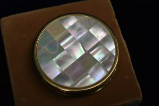 Vintage 50s Max Factor Gold Tone & Mother Of Pearl Mirror Compact,  Co