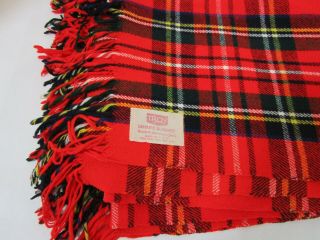 Vintage Troy Mills Leisure Wool Blanket Red Tartan Plaid Throw Usa 62 " X 53 "