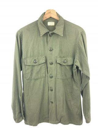 Vintage 1960’s Military Army Mens Cotton Sateen Og 107 Utility Shirt 15 1/2 X 33