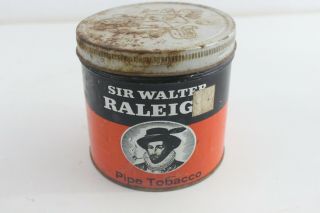 Vintage Sir Walter Raleigh Tobacco Tin Can Advertising - M80