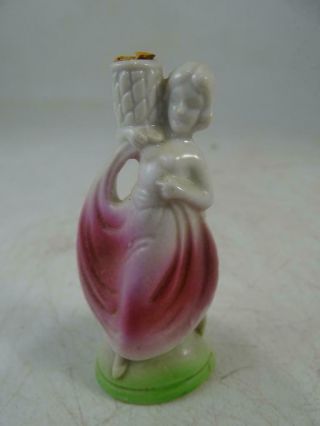 Antique Miniature Porcelain Perfume Bottle Figural German Girl Bathing Beauty