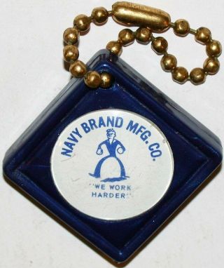 Vintage Tape Measure Key Chain Navy Brand Mfg Co Cartoon Man Picture St Louis Mo