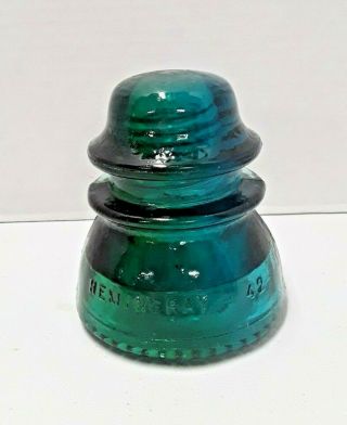 Vintage Teal Aqua Blue Green Hemingray 42 Glass Insulator