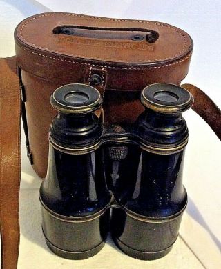 Vintage Dolland London Ww1? Military Binoculars In Ross Prismatic No6 Hard Case