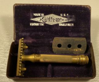 Gillette Vintage Safety Razor Gold In Orig Box