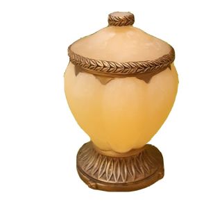 Alabaster Faux Jar Handcrafted Gold Trim Bathroom Trinket Vanity Decor Storage