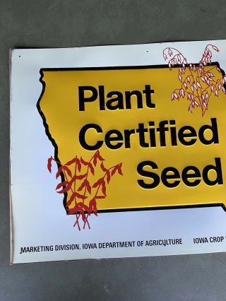 Vintage Iowa Certified Seed Metal Embossed Farm Sign 24” x 18” 3