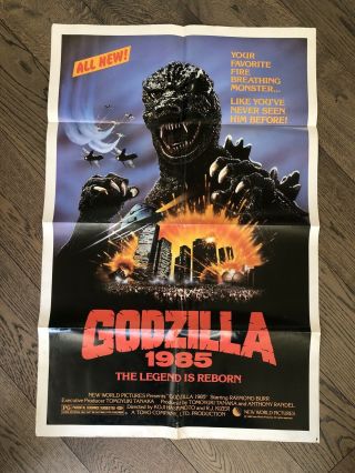 Godzilla 1985 - Movie Poster - Single Sided Folded 41 X 27 Vintage
