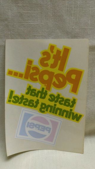 Vintage Pepsi Window/door Cling Decal Sticker Taste That Winning Taste