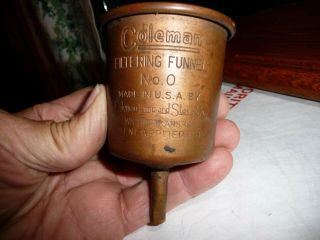 Vintage Copper Coleman No.  0 Filtering Funnel Coleman Lamp And Stove Co.
