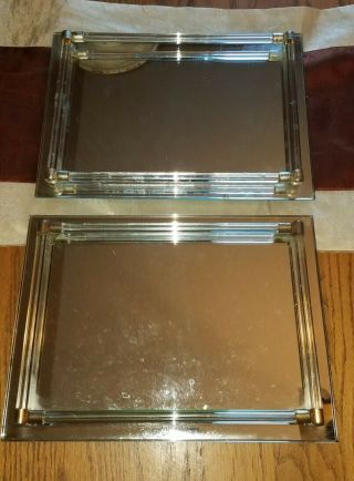 Cool Vintage Art Deco Mirrored Vanity Perfume Tray W/glass Rods