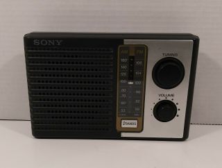 Vintage Sony Icf - F10 2 Band Am/fm Portable Battery Transistor Radio Vg,