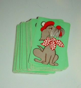 Full Deck Vintage Playing Cards Dog With Hat And Bandanna