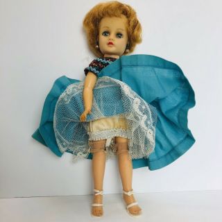 Vintage 50s Nancy Ann Vinyl Blonde Doll In Garter Panty Hose Heels Dress Slip