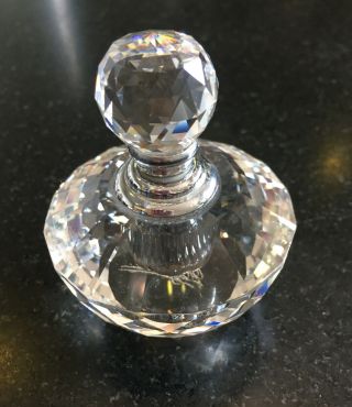 Oleg Cassini Crystal Cut Signed Glass Perfume Bottle W/ No - Spill Screw - In Dauber