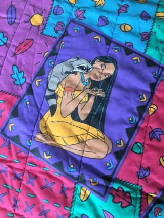 Vintage Disney Pocahontas Twin Bed Comforter Blanket 87”x62” Plus Top Sheet 3
