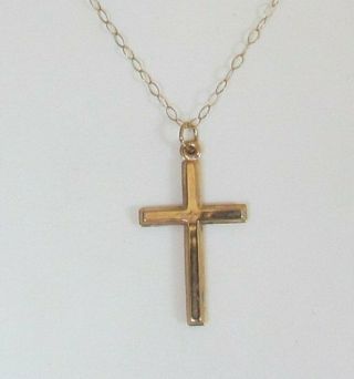 Vintage 9ct Gold Cross Pendant On A Fine 16 " 9ct Gold Chain
