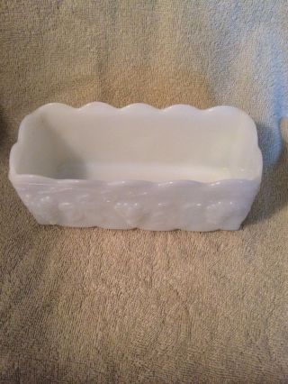 Vintage Anchor Hocking Fire King White Milk Glass With Grapes & Leaves Planter