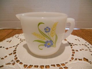 Vintage Fire King Ware U.  S.  A.  Cream Pitcher W/blue & Yellow Flowers
