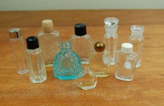 10 Vintage Small Empty Glass Perfume Bottles With Lids
