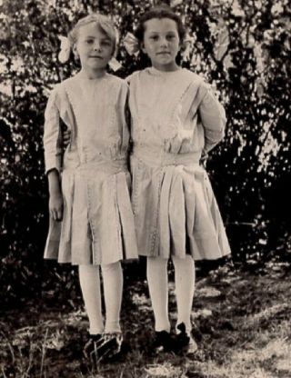 092220 Vintage Rppc Real Photo Postcard Two Young Girls Best Friends Bff 