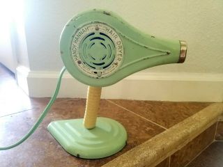 Vintage Green Handy Hannah 1950s Electric Hair Dryer With Removable Stand