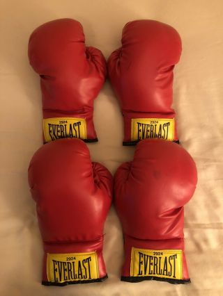 Vintage EVERLAST 2 PAIRS Lace Up BOXING GLOVES 2924 2