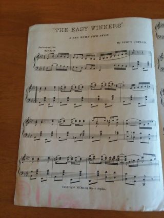 Easy Winners Ragtime Two Step by Scott Joplin Sheet Music Vintage 1901 2