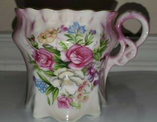 Vintage R S Porcelain Mustache Shaving Mug/cup Victorian Pink Floral