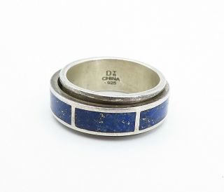 DTR JAY KING 925 Silver - Vintage Lapis Lazuli Inlay Band Ring Sz 8 - R16379 2