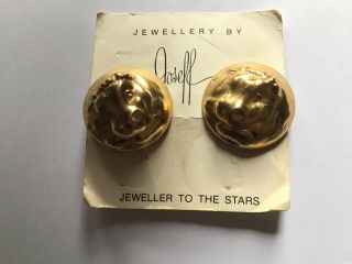 Vintage Joseff Of Hollywood Russian Gold Plated Taurus The Bull Ear Clips