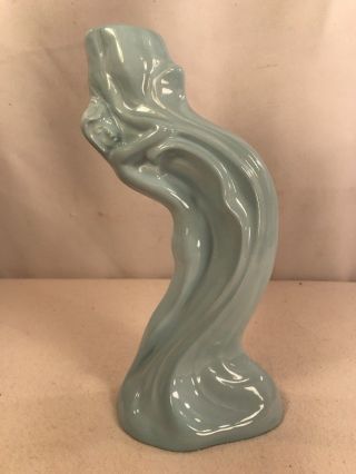 Vtg Candlelight England Kingston Pottery Art Deco Nude Lady Blue Tulip Bud Vase