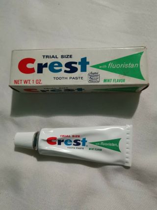 Vintage Crest Toothpaste With Box Fluoristan 1oz Trial Size 10¢