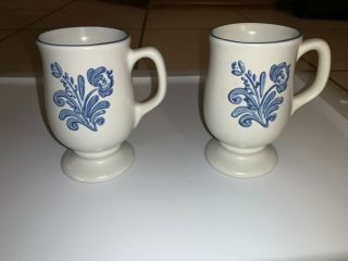 Set Of 2 Vintage Pfaltzgraff Yorktowne Pedestal Mugs - Irish Coffee Cups Footed