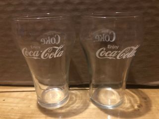 Vintage " Enjoy Coke Coca Cola 5 " Bell Glass (1970) Set Of 2.