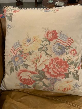 Vintage Ralph Lauren Dylans Grove Floral Flags Pillow Down Insert 20x20