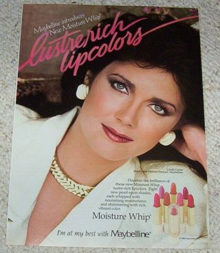 1986 Ad Page - Maybelline Cosmetics Lipstick Sexy Lynda Carter Vintage Print Ad