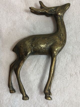 Vintage Brass Deer Statue Figurine Buck 7 1/2 " Tall