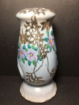 Vtg Porcelain Floral Gold Guilded Nippon Hat Pin Holder Hand Painted Japan 6 "