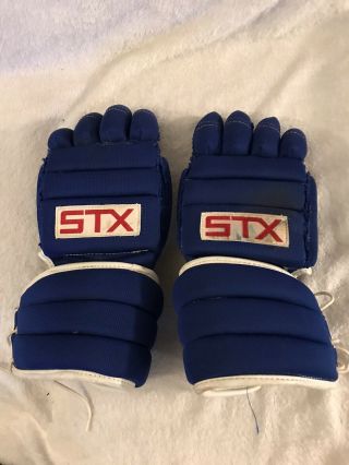 Vintage Stx Lacrosse Gloves Palmless Blue